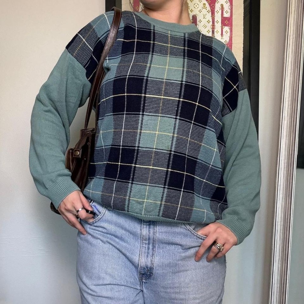 Vintage 90s Plaid Knit Sweater